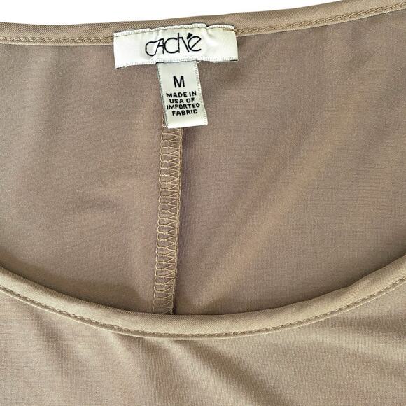 Cache Top Women's Size Medium Liquid Knit Beige Tie Front Neutral Career Office - Picture 3 of 5